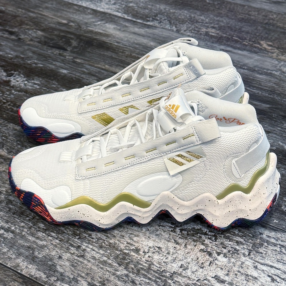 Adidas Exhibit‎ B Mid Womens Basketball Shoes White Gold HQ1121 Size 11 Gym  NWT - Picture 10 of 12